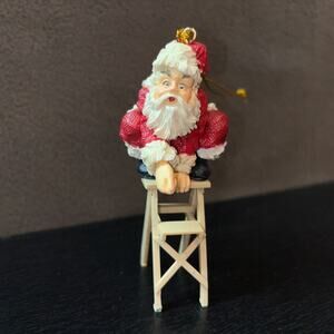 Santa Balancing on Ladder Christmas Tree Holiday Ornament